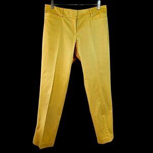 7th Ave Suiting Zip Ankle Pants Womens 4 Mid Rise Yellow Stretch Cotton Twill